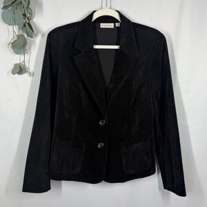 Studio Works | Black Velvet Blazer Jacket Two Buttons Pockets Women's Size 10